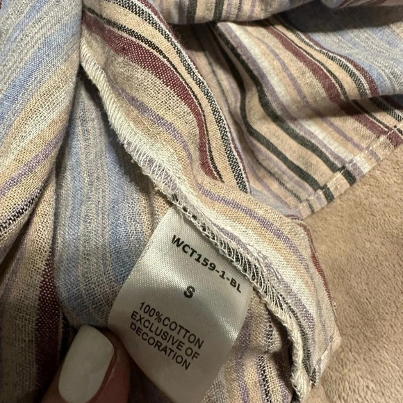 Altar’d State Tank Size Small Peplum Tie Straps Blue Brown Cotton - Picture 6 of 7